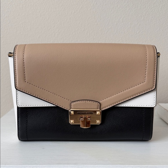 Michael Kors Handbags - Michael Kors Black, White, and Tan Crossbody Bag
